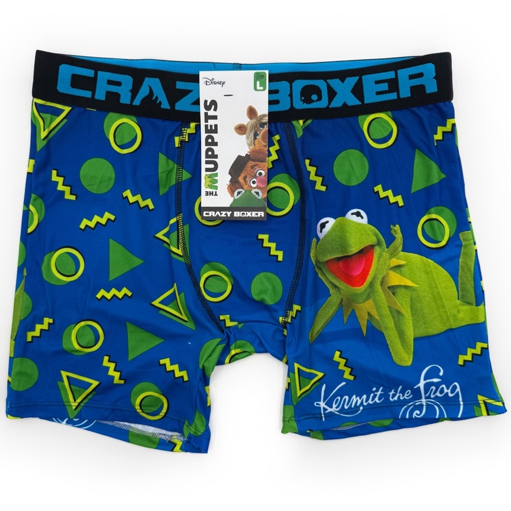 Disney The Muppets Crazy Boxer Briefs Mens Large Underwear Kermit the Frog Blue